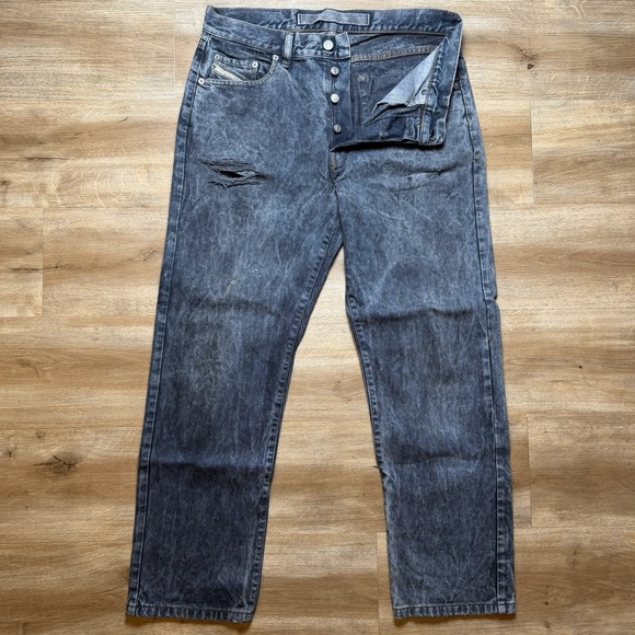 Diesel Other - Diesel Jeans Men 34x29 Gray Straight Leg Acid Wash Denim Grunge Distressed Italy